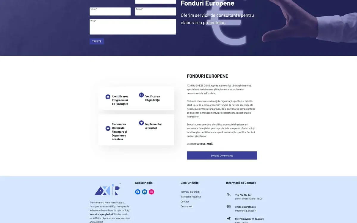 Captură site Axircons.ro
