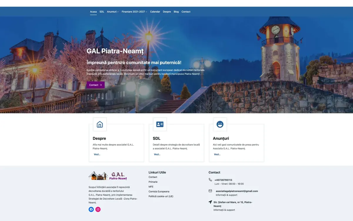 Captură site GAL Piatra-Neamț