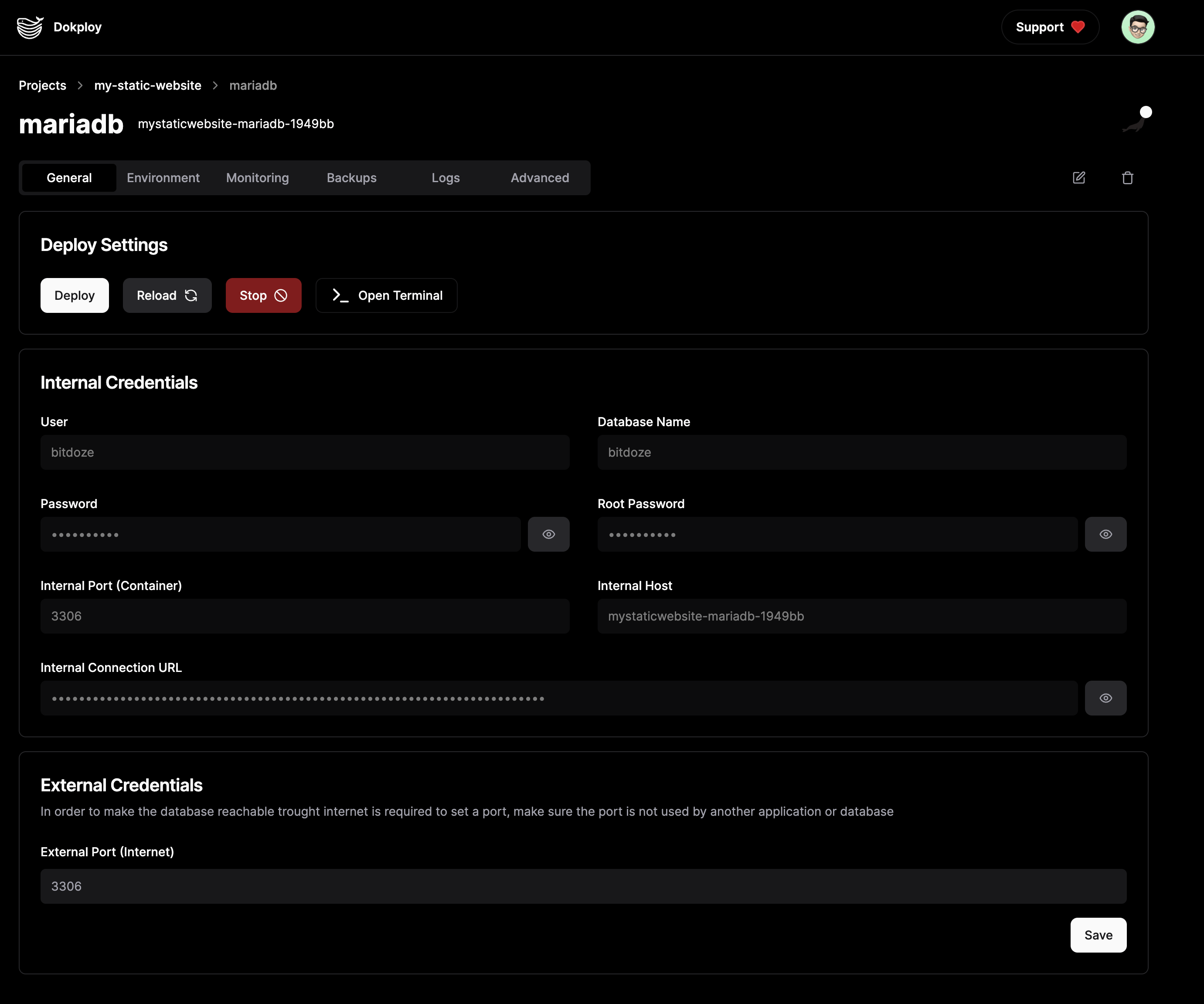 Dokploy Dashboard